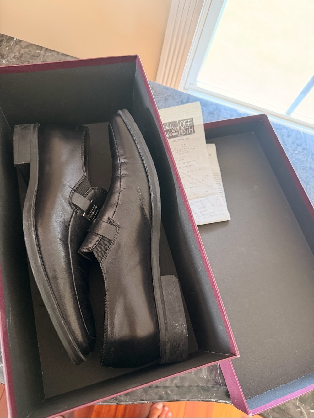Bruno Magli Black Leather Slip-On Loafer with Silver Accent - Picture 5 of 10